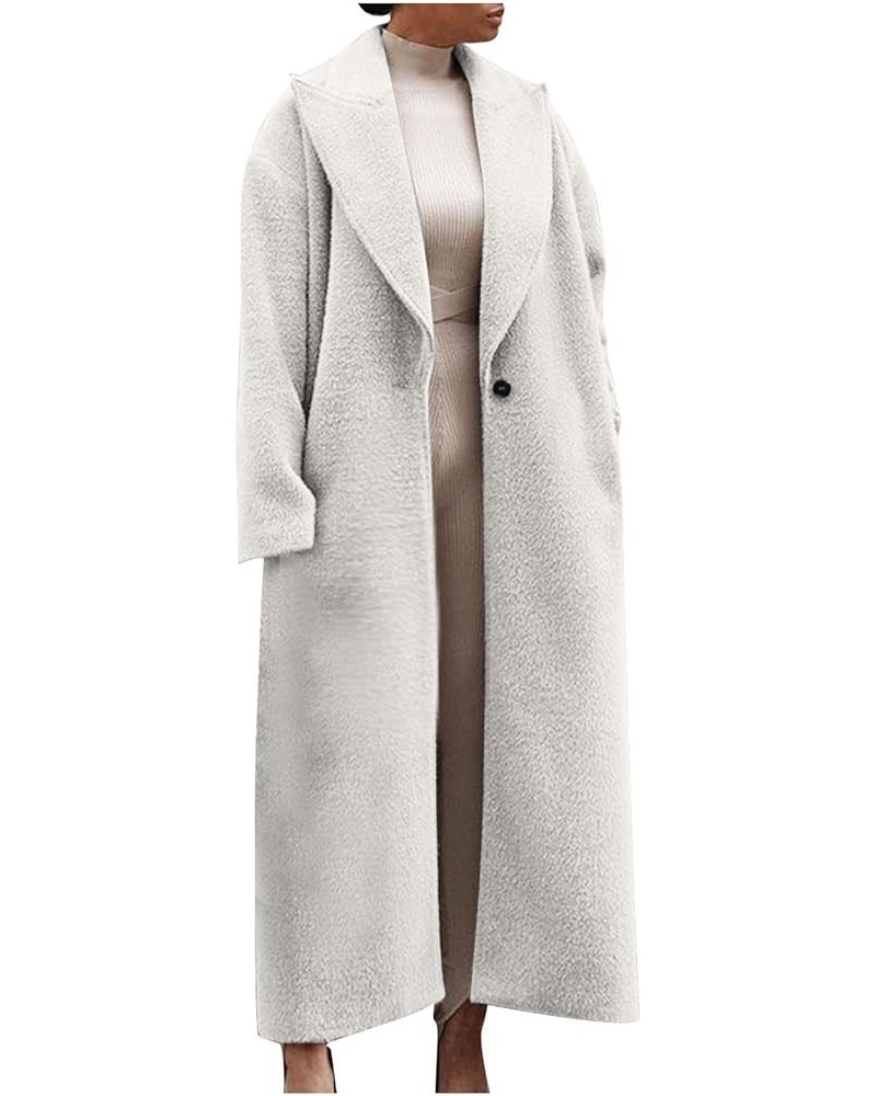 Womens Long Pea Coats Wool Blend Ankle Length Business Casual Trench Coats Long Sleeve Open Front Dressy Jackets Beige $19.97...