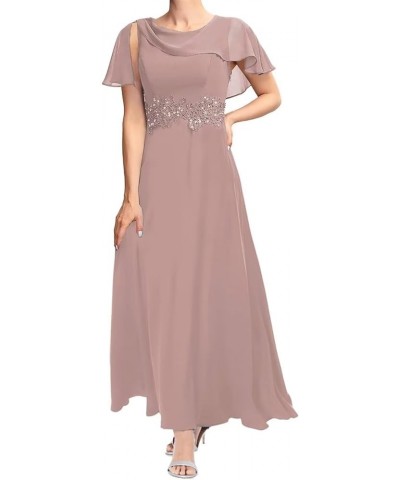 Women's Mother of The Bride Dresses Tea Length Lace Applique Formal Evening Dress with Sleeves Dusty Rose $31.50 Dresses