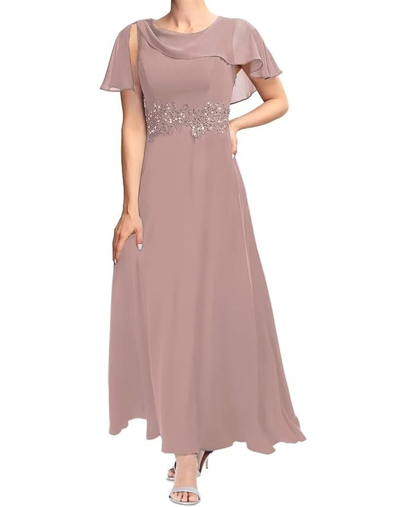 Women's Mother of The Bride Dresses Tea Length Lace Applique Formal Evening Dress with Sleeves Dusty Rose $31.50 Dresses