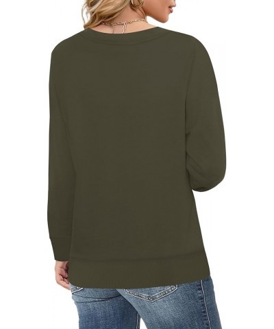 Womens Sweatshirts Crew Neck Cotton Casual Long Sleeve Pullover Tops Army Green $17.33 Hoodies & Sweatshirts