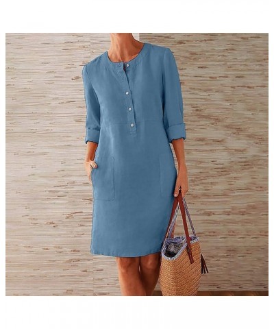 Linen Dresses for Women 2023 Long Sleeve Fashion Casual Loose Fitted Plain Maxi T Shirt Dress… G-blue $6.71 Socks