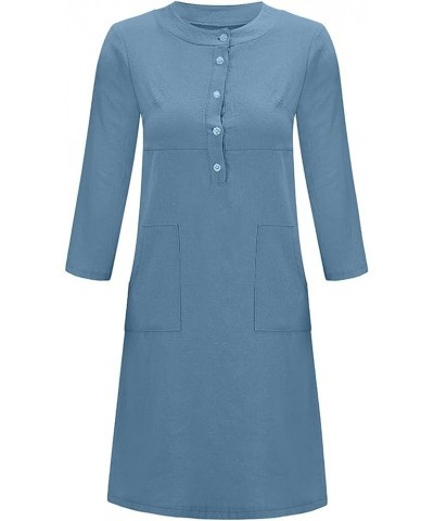 Linen Dresses for Women 2023 Long Sleeve Fashion Casual Loose Fitted Plain Maxi T Shirt Dress… G-blue $6.71 Socks