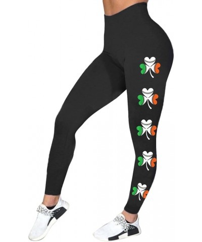 St.Patrick's Day Irish Green Shamrock High Waist Yoga Pants Clover Leaves Gym Leggings Butt Lifting Workout Pants B_orange $1...