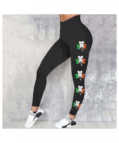 St.Patrick's Day Irish Green Shamrock High Waist Yoga Pants Clover Leaves Gym Leggings Butt Lifting Workout Pants B_orange $1...