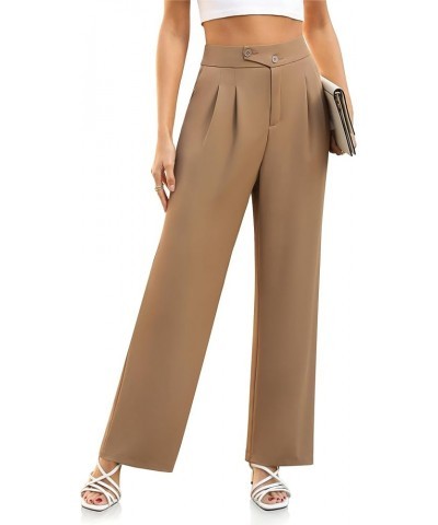 Womens Wide Leg Dress Pants High Waisted Work Business Casual Long Trousers with Pockets Khaki $14.85 Pants