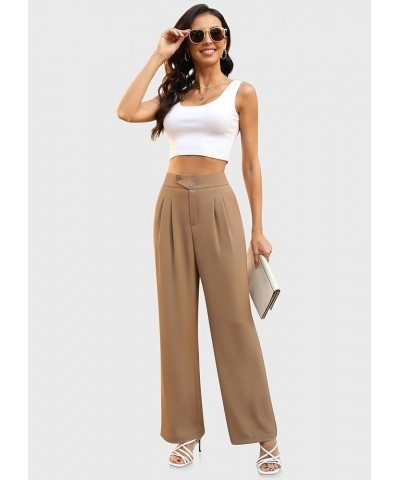 Womens Wide Leg Dress Pants High Waisted Work Business Casual Long Trousers with Pockets Khaki $14.85 Pants