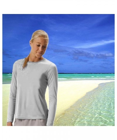 Women's Casual Fit Long Sleeve Rash Guard Swim Shirt with UV Protection Silver $12.14 Swimsuits