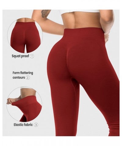 Seamless Workout Leggings for Women Gym Yoga Pants Scrunch Butt Lift Leggings High Waist Tummy Control 1 Burgundy $11.25 Legg...