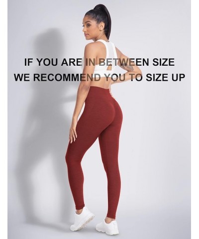 Seamless Workout Leggings for Women Gym Yoga Pants Scrunch Butt Lift Leggings High Waist Tummy Control 1 Burgundy $11.25 Legg...