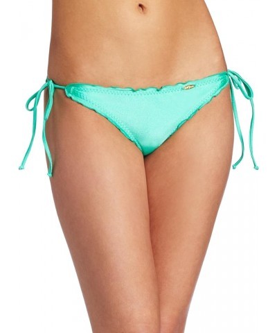 Women's Cosita Buena Wavy Tie-Side Brazilian Bikini Bottom Jade Shimmer $26.66 Swimsuits