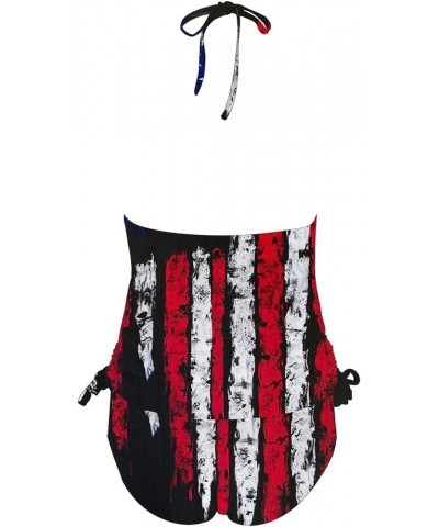 4th of July Women Plus Size Bathing Suits American Flag Swim Tank Top with Shorts Patriotic Loose Fit Swimwear Z2306025-black...