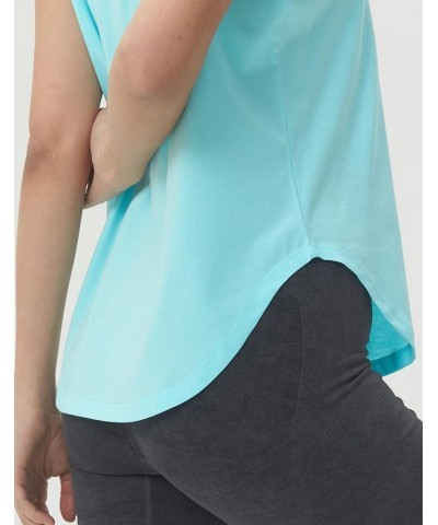 Women's Workout Long Tank Top Loose Fit Round Neck Curved Hem Sleeveless Athletic Yoga Running Shirts Frost Blue $14.24 Activ...