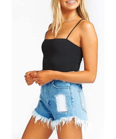 Women's Jean Shorts Summer Hight Waist Ripped Distressed Fringe Stretchy Denim Shorts N-blue $11.50 Shorts