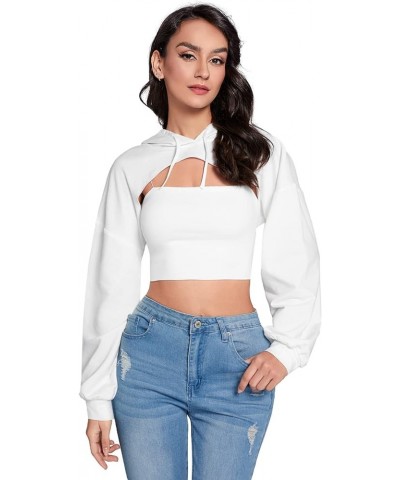 Women's Solid Black Long Sleeve Pullover Crop Top Hoodie White Solid $14.84 Hoodies & Sweatshirts