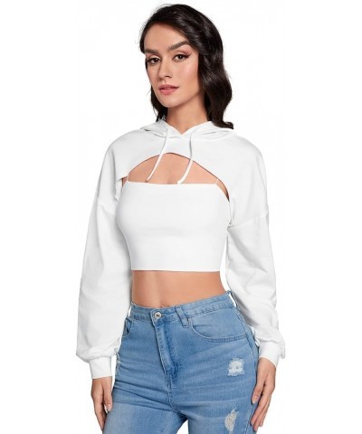 Women's Solid Black Long Sleeve Pullover Crop Top Hoodie White Solid $14.84 Hoodies & Sweatshirts