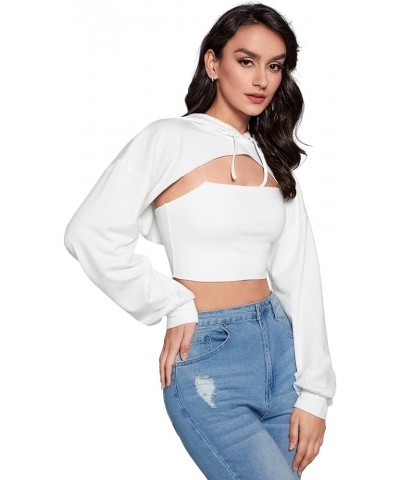 Women's Solid Black Long Sleeve Pullover Crop Top Hoodie White Solid $14.84 Hoodies & Sweatshirts