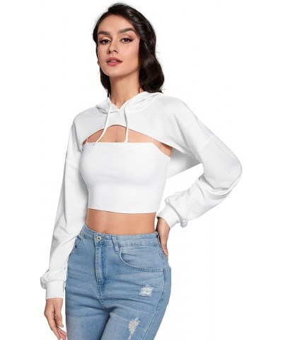 Women's Solid Black Long Sleeve Pullover Crop Top Hoodie White Solid $14.84 Hoodies & Sweatshirts