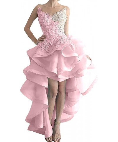 Tulle Prom Dresses Lace Applique Homecoming Dresses for Teens Performanc Quinceanera Dresses Light Pink $50.34 Dresses