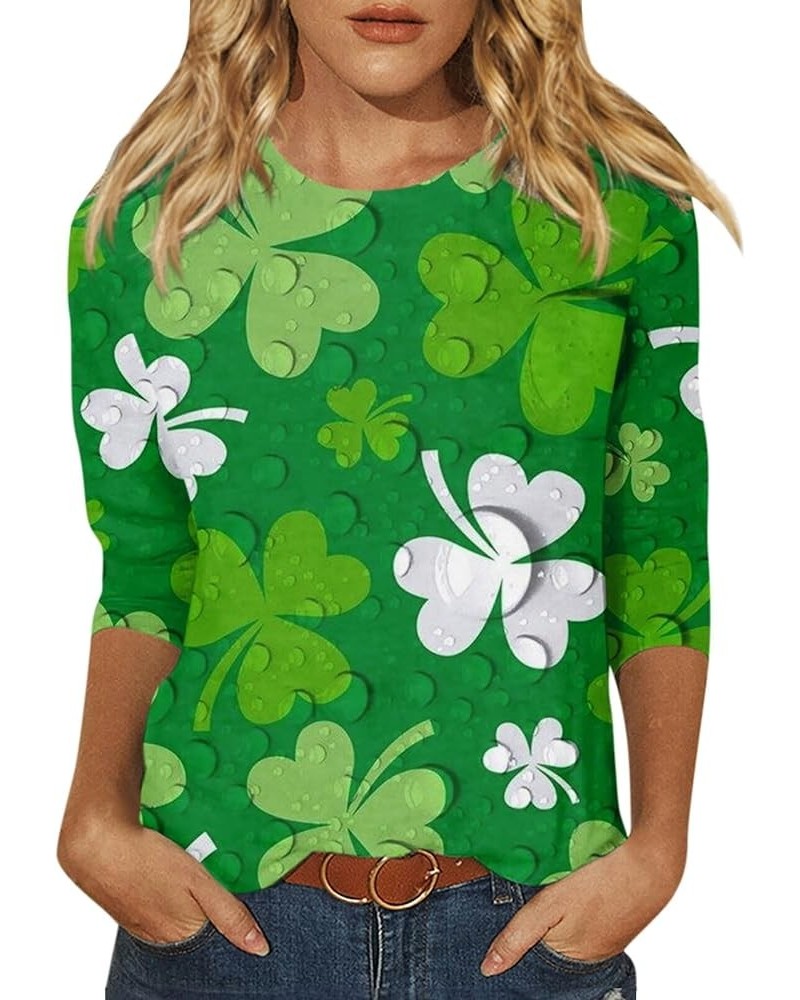 St Patricks Day Shirt Women Women Shirts and Blouses Women's St Patrick's Day Shirts 3/4 Sleeve Shamrock Pullover Casual Tops...