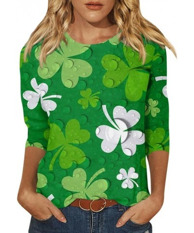 St Patricks Day Shirt Women Women Shirts and Blouses Women's St Patrick's Day Shirts 3/4 Sleeve Shamrock Pullover Casual Tops...