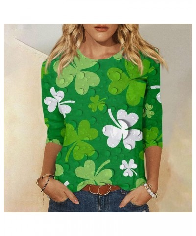 St Patricks Day Shirt Women Women Shirts and Blouses Women's St Patrick's Day Shirts 3/4 Sleeve Shamrock Pullover Casual Tops...