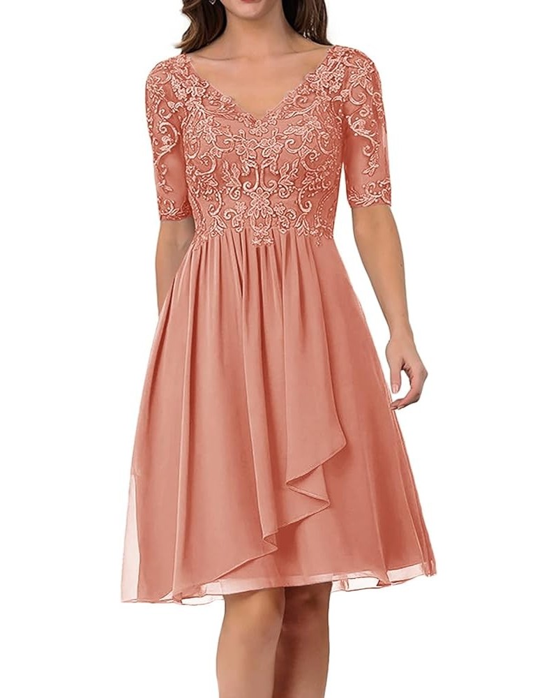 Mother of The Bride Dresses for Wedding Prom Dress Short Formal Evening Party Gowns V-Neck Peach $39.00 Dresses