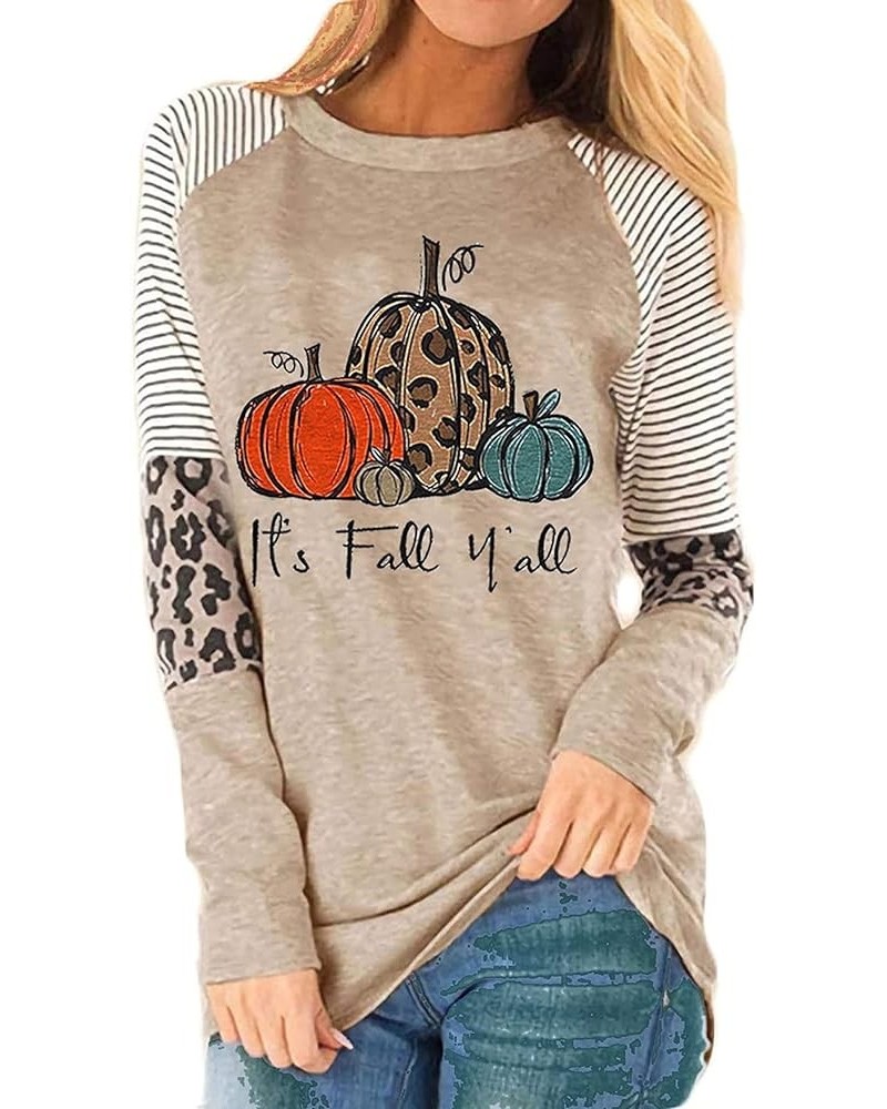 Thankful Grateful Blessed Shirts Women Plaid Pumpkin Thanksgiving T-Shirt Leopard Stripe Color Block Fall Tshirts As Shwon 6 ...