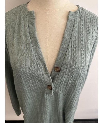 Womens Ribbed Knit Tunic Tops Long Sleeve Button Down V Neck Shirts Blouses Trendy Slim Fit Casual Henley Shirts Green $16.11...