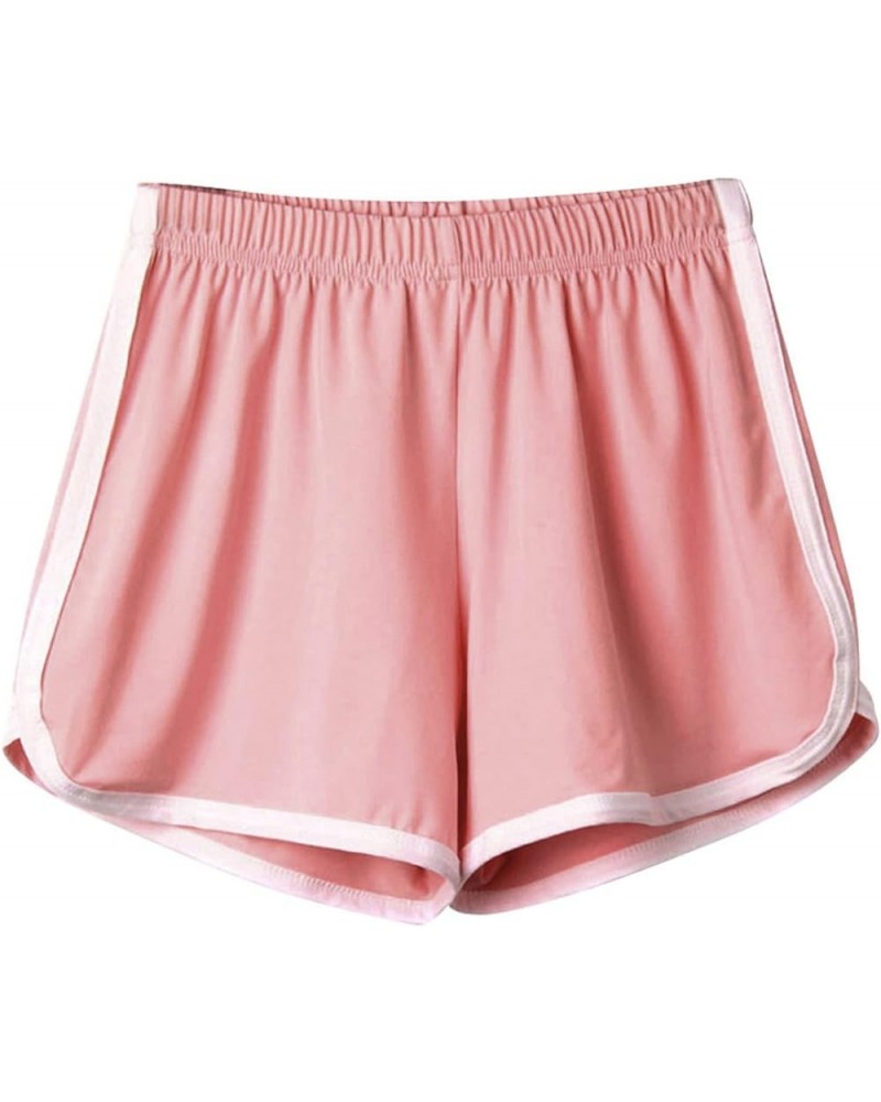 Dolphin Hem Shorts for Women Sport Booty Shorts Casual Summer Athletic Shorts Breathable Gym Workout Shorts 03-pink $5.45 Shorts