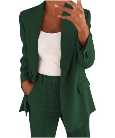 Business Casual Clothes for Women Fall Two Piece Outfits Oversized Blazer Jacket and Wide Leg Pant Plus Size Suit Sets Green ...