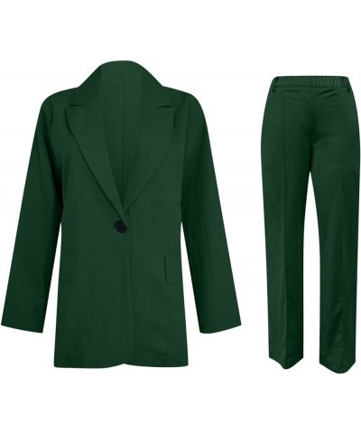 Business Casual Clothes for Women Fall Two Piece Outfits Oversized Blazer Jacket and Wide Leg Pant Plus Size Suit Sets Green ...