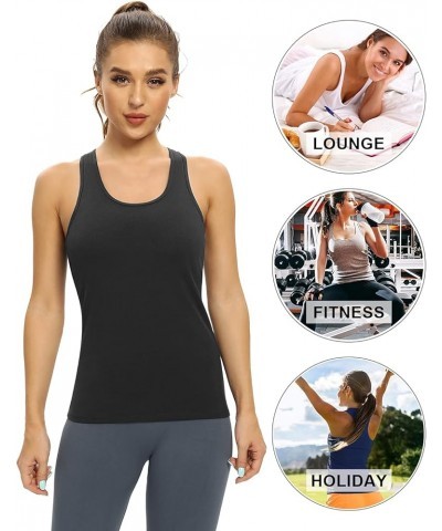 Shelf Bra Tank Tops for Women Racerback Tanks Workout Undershirts Sleeveless 3 Pack 3 Pack-black/Black/Black $18.75 Activewear