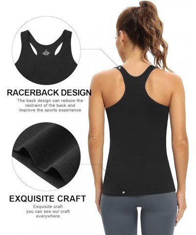 Shelf Bra Tank Tops for Women Racerback Tanks Workout Undershirts Sleeveless 3 Pack 3 Pack-black/Black/Black $18.75 Activewear