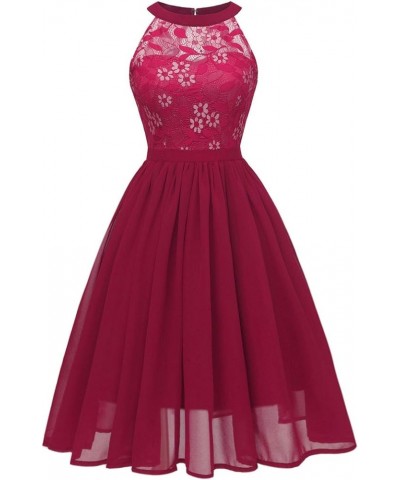 Womens Teen Girls Lace Patchwork Sleeveless Sundress Summer Prom Party Cocktail Mini Skater Dress Z-wine $9.90 Dresses