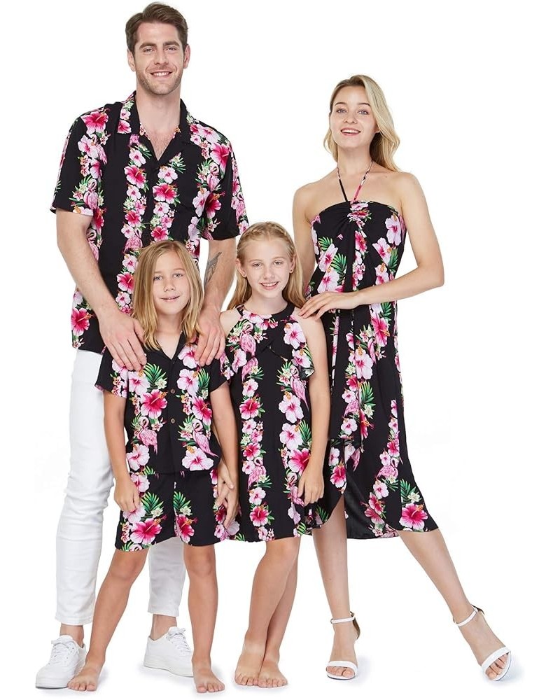 Matchable Family Hawaiian Luau Men Women Girl Boy Clothes in Pink Hibiscus Vine Black Women Women Fairy $11.60 Dresses