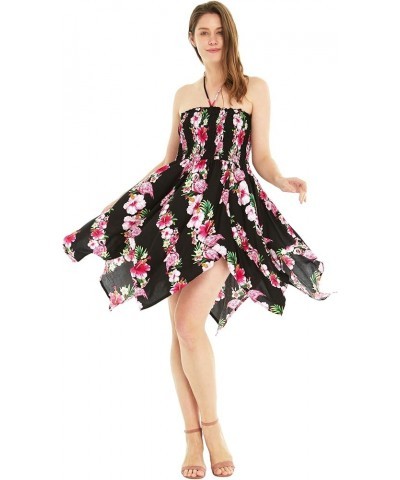 Matchable Family Hawaiian Luau Men Women Girl Boy Clothes in Pink Hibiscus Vine Black Women Women Fairy $11.60 Dresses