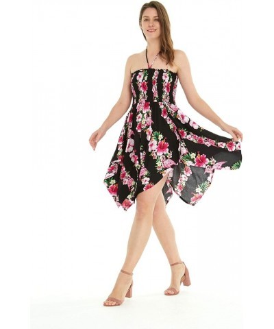 Matchable Family Hawaiian Luau Men Women Girl Boy Clothes in Pink Hibiscus Vine Black Women Women Fairy $11.60 Dresses