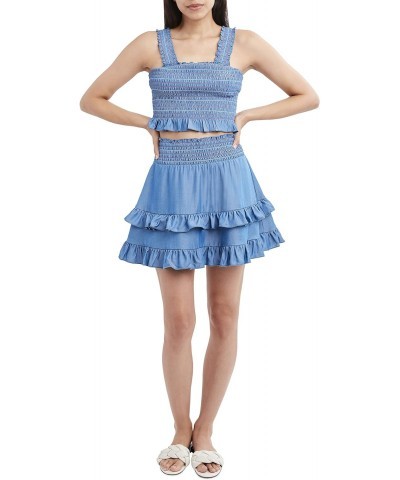 Women's Woven Ruffle Mini Skirt, Denim Blue, X-Small $25.07 Skirts