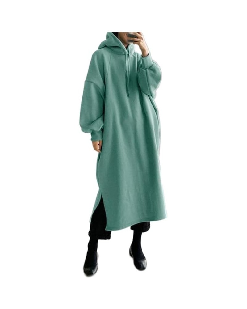 Womens Pullover Hooded Maxi Dress for Women Solid Baggy Sweatshirt Tunic Tops Dresses with Pocket Jumper Oversized Green $18....