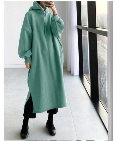 Womens Pullover Hooded Maxi Dress for Women Solid Baggy Sweatshirt Tunic Tops Dresses with Pocket Jumper Oversized Green $18....