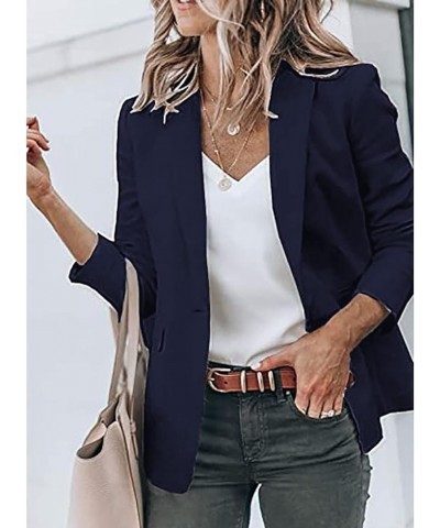 Womens 2023 Fashion Casual Blazers Open Front Long Sleeve Work Office Jackets Blazer 34-navy $10.99 Blazers