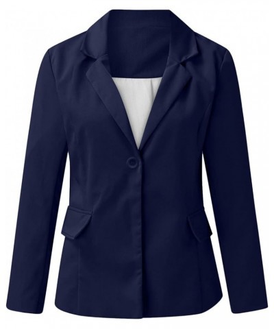 Womens 2023 Fashion Casual Blazers Open Front Long Sleeve Work Office Jackets Blazer 34-navy $10.99 Blazers