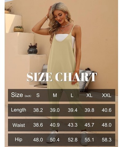 Women's Loose V Neck Jumpsuits Sleeveless Spaghetti Strap Long Pants Harem Overalls with Pockets Apricot $15.07 Overalls