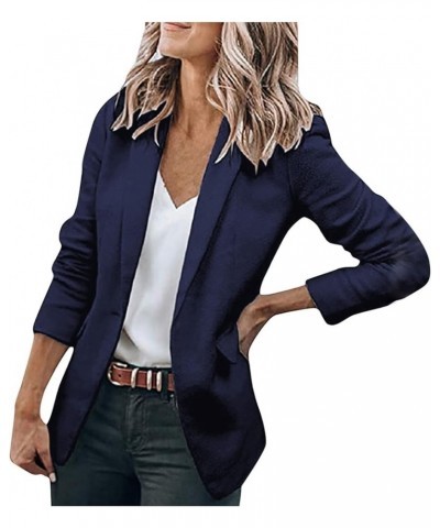 Womens 2023 Fashion Casual Blazers Open Front Long Sleeve Work Office Jackets Blazer 34-navy $10.99 Blazers