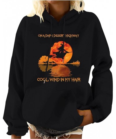 Women's Halloween Graphic Hoodies Fleece Hooded Neck Sweatshirts Casual Long Sleeve Pullover Loose 2023 Fall Tops 05-black $1...