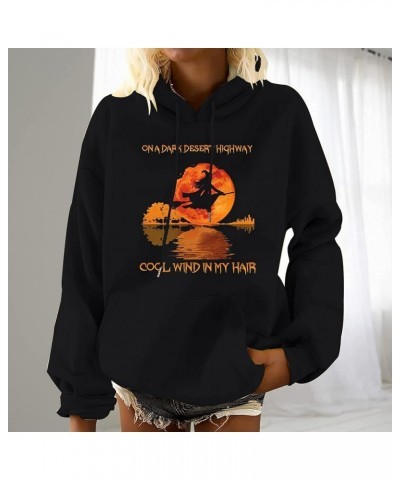 Women's Halloween Graphic Hoodies Fleece Hooded Neck Sweatshirts Casual Long Sleeve Pullover Loose 2023 Fall Tops 05-black $1...