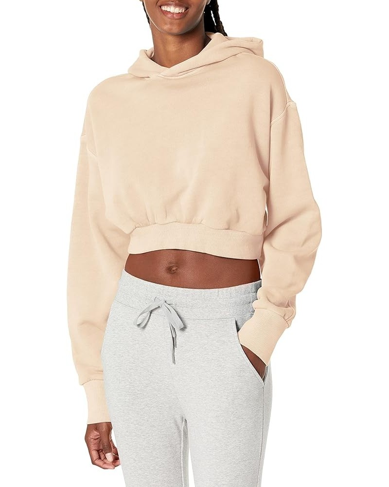 Women's Natural Dye Crop Hoodie Non-dyed Off-white/Natural Dye $10.84 Activewear