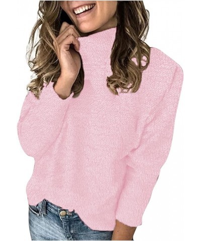 Plus Size Sweaters for Women Fashion Knit Jumper Womens Long Sleeve Tops Casual Ladies Solid Blouses Clothes 3-pink $9.67 Swe...