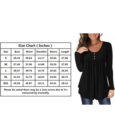 Women's Casual Tunic Tops To Wear With Leggings Long Sleeve Henley Blouses Botton Up Shirts Dark Blue $10.50 Tops