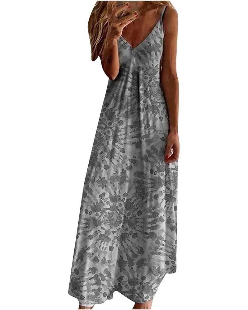 Maxi Dresses for Women Summer Sleeveless Boho Sundress Casual V-Neck Long Dresses Hawaiian Beach Dress for Vacation 02gray $1...